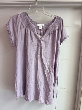 Motherhood Lavender Short Sleeve Smocked Nursing Tunic